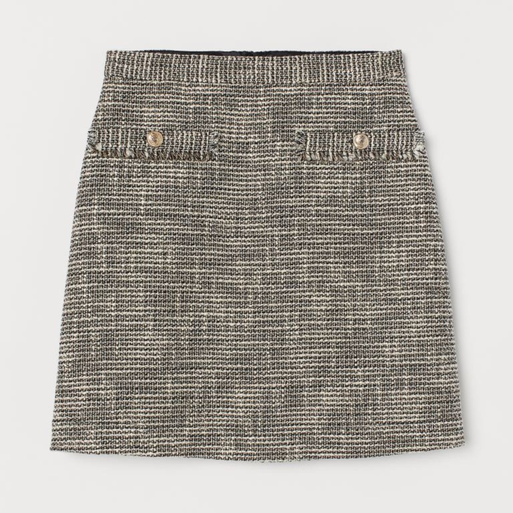 NWT HM Textured Weave Tweed Chanel Twill Skirt